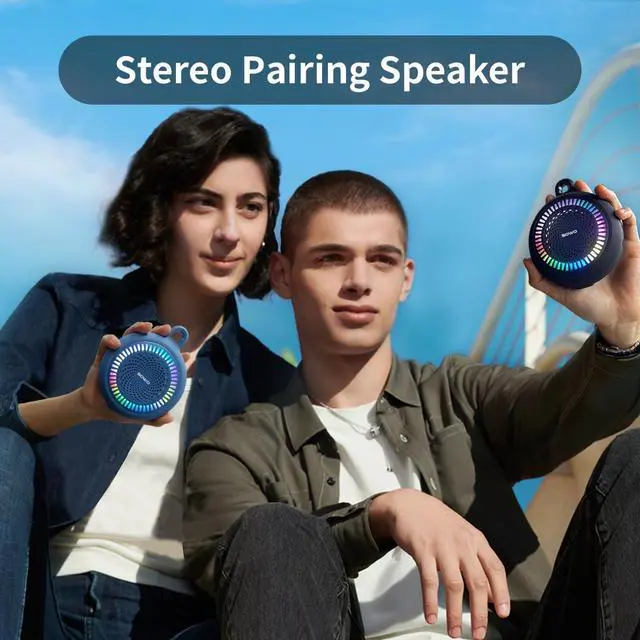 Alt view image 3 of 7 - Bluetooth Shower Speaker Waterproof | Small Portable Bluetooth Speaker Wireless with Clip | Powerful Bass and Louder Volume | Colorful Lights and Lightweight | with TWS Pairing | Black