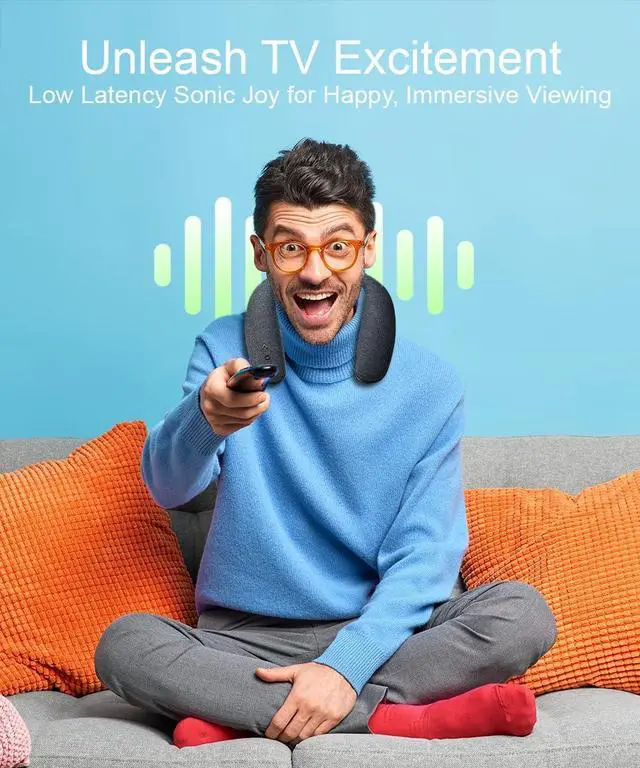 Alt view image 4 of 7 - HomeSpot JY508 Wireless Neckband Speaker - 3D Stereo Sound, 12 Hrs Play Time, Low Latency for Gaming/TV, Type-C Quick Charging, Wearable Speaker for Home, Office, and Outdoors