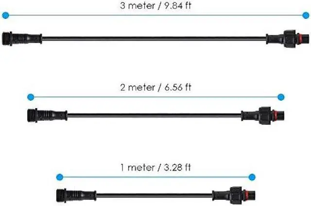 Alt view image 2 of 5 - BTF-LIGHTING 5PCS 9.84ft 3meter 4 Pin 0.2mm²/24AWG IP65 Extension Cable Wire with Male and Female Connectors at Both Ends for RGB 5050 WS2815 WS2805 SK9822 etc LED Strip 15mm nut Small Size