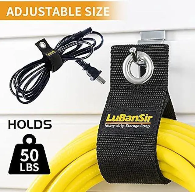 Alt view image 2 of 6 - LuBanSir 9 Pack Extension Cord Holder Organizer, Holds 50lbs Heavy Duty Storage Straps for Garden Hose Storage and Garage Wall Organization
