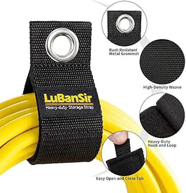 Alt view image 3 of 6 - LuBanSir 9 Pack Extension Cord Holder Organizer, Holds 50lbs Heavy Duty Storage Straps for Garden Hose Storage and Garage Wall Organization