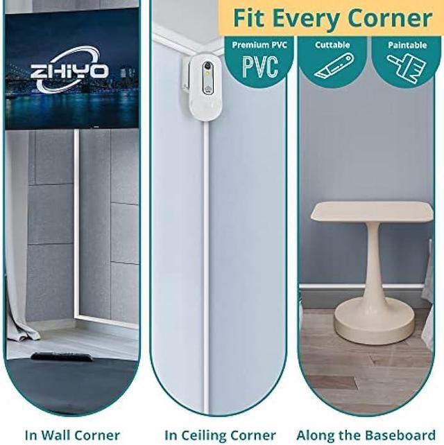 Alt view image 5 of 6 - 85in Corner Cable Concealer, Corner Cord Hider for One Cord, Wire Covers for Cords, Paintable Corner Cord Cover, Cable Management Channel Cable Raceway for Wall, Floor Baseboard, Ceiling -5 X L17in