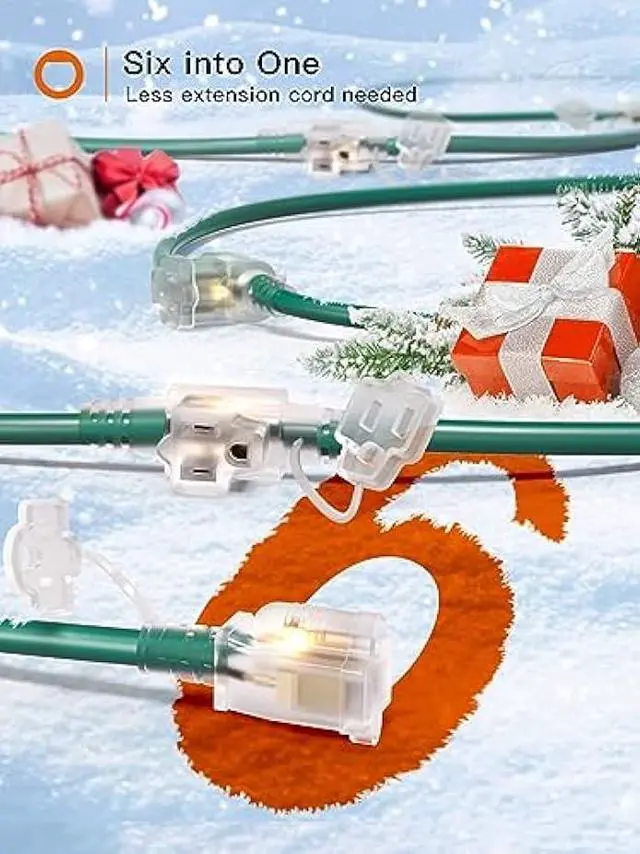 Alt view image 2 of 7 - addlon 50FT Outdoor Extension Cord with Mutil Outlets Evenly Spaced 6 Outlets 16/3 SJTW Weatherproof Power Cable for Indoor Outdoor Christmas Halloween with Indicator Lights ETL Listed