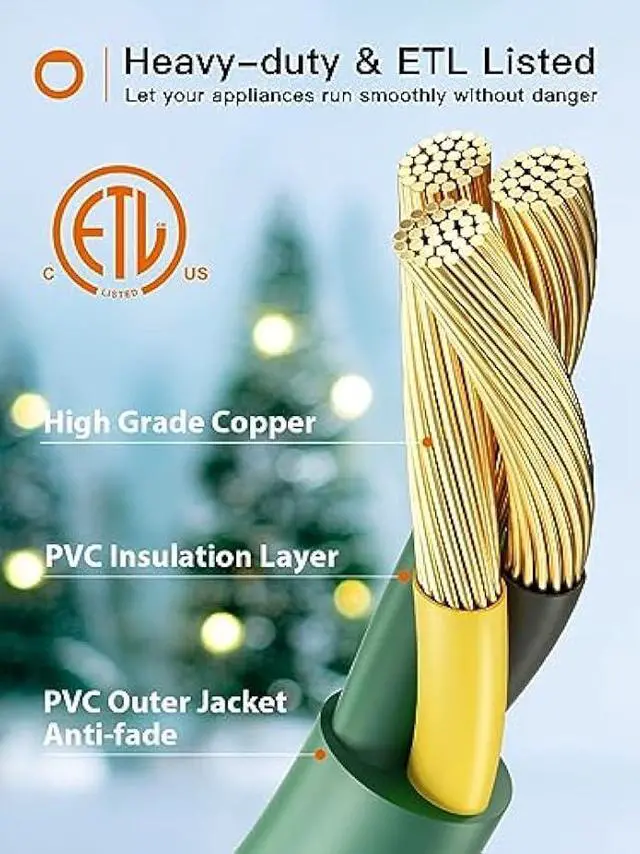 Alt view image 3 of 7 - addlon 50FT Outdoor Extension Cord with Mutil Outlets Evenly Spaced 6 Outlets 16/3 SJTW Weatherproof Power Cable for Indoor Outdoor Christmas Halloween with Indicator Lights ETL Listed