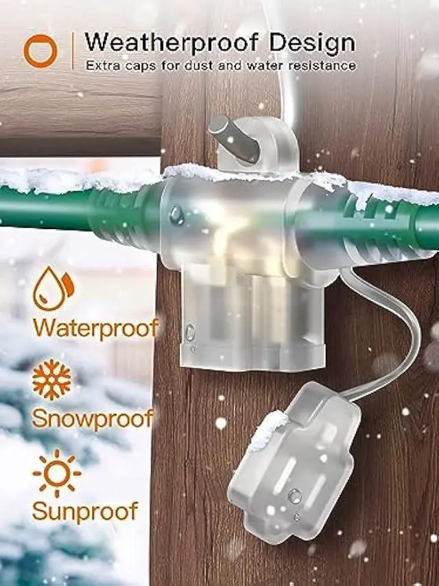 Alt view image 5 of 7 - addlon 50FT Outdoor Extension Cord with Mutil Outlets Evenly Spaced 6 Outlets 16/3 SJTW Weatherproof Power Cable for Indoor Outdoor Christmas Halloween with Indicator Lights ETL Listed