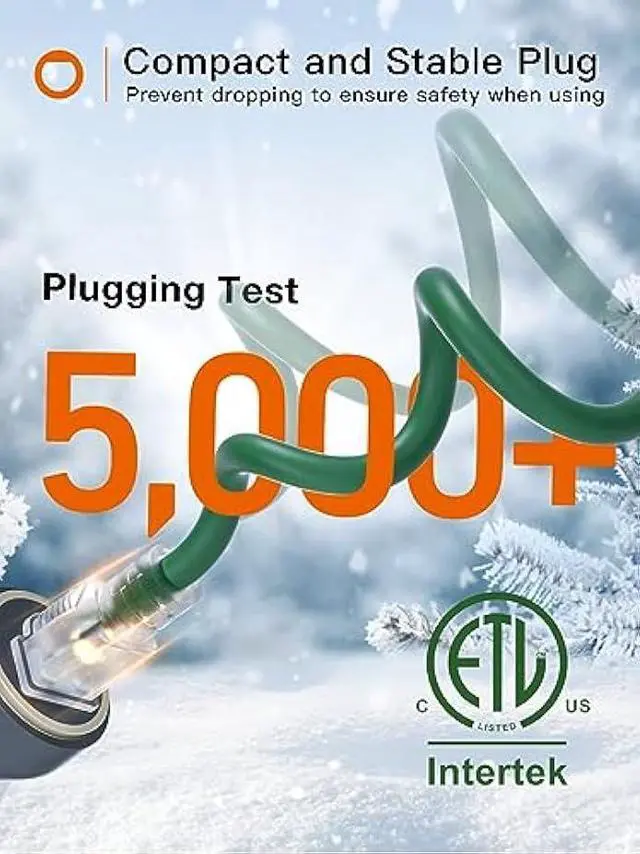 Alt view image 7 of 7 - addlon 50FT Outdoor Extension Cord with Mutil Outlets Evenly Spaced 6 Outlets 16/3 SJTW Weatherproof Power Cable for Indoor Outdoor Christmas Halloween with Indicator Lights ETL Listed