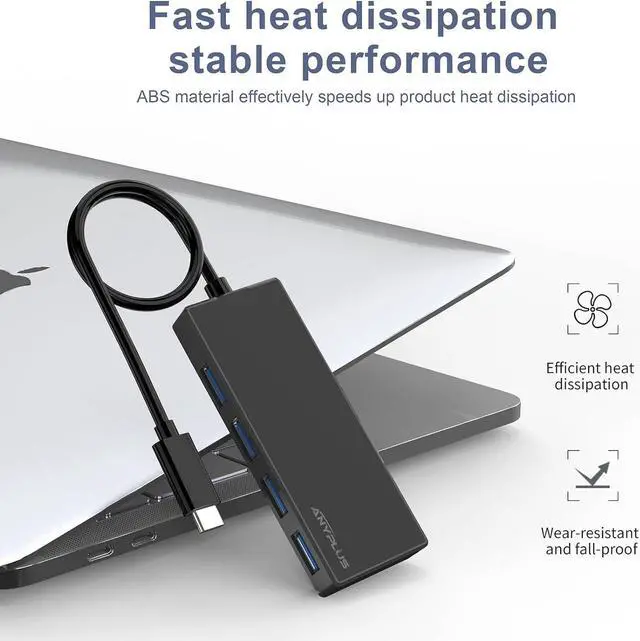 Alt view image 5 of 7 - USB C Hub, 4 Ports USB 3.0 Hub Splitter with 5Gbps Data Transfer, USB C Splitter for Type C MacBook, Mac Pro, iMac, Surface, XPS, Flash Drive, Mobile HDD