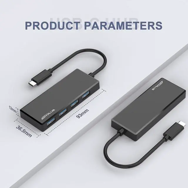 Alt view image 7 of 7 - USB C Hub, 4 Ports USB 3.0 Hub Splitter with 5Gbps Data Transfer, USB C Splitter for Type C MacBook, Mac Pro, iMac, Surface, XPS, Flash Drive, Mobile HDD