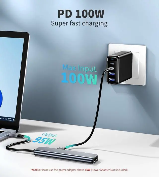 Alt view image 5 of 7 - Upgrade 4K@60Hz 7-in-1 USB C Hub Docking Station - 4K HDMI, SD TF Card Reader, 100W PD, USB A 3.0/2.0 Ports - Dual Monitor Docking Station for Laptop