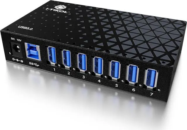Main image of 7 Port USB 3.0 Hub - Powered USB Hub Multiple USB Splitter with Built-in 12V/3A/36W Power Adapter - Up to 5Gbps Sync & High-Speed Data Transfer - Mounting Brackets for Phone MB Laptop Tablet PC