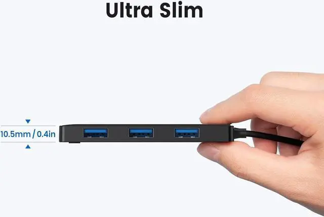 Alt view image 6 of 7 - KEXIN USB Hub 3.0 Ultra Slim USB Splitter 3 USB 3.0 Port USB Multipot Adapter with Card Reader 2ft Cable USB Extender Hub for HDD, USB Flash Drive, Keybord, Surface Pro (USB A Port)