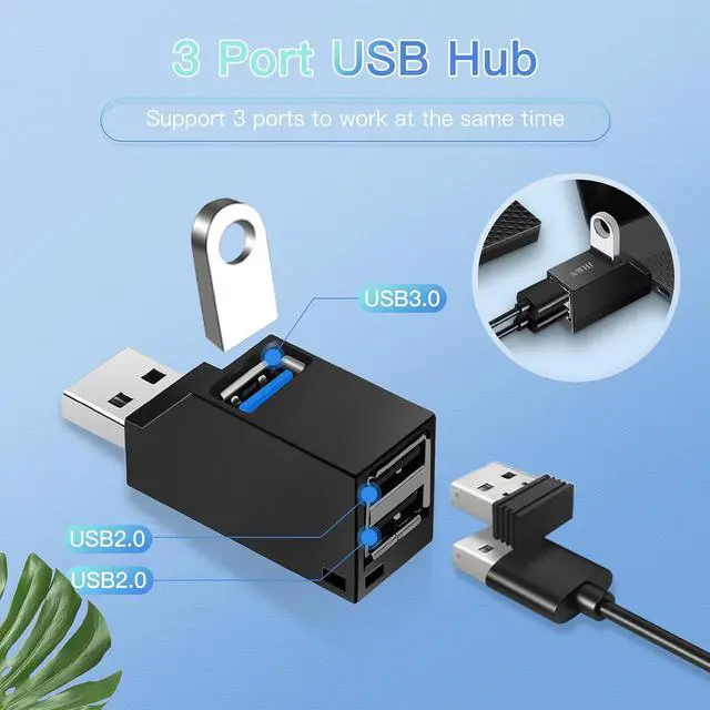 Alt view image 3 of 6 - USB Hub,3 Port High USB 3.0 Speed Splitter Plug and Play Bus Powered for MacBook, Mac Pro/Mini,iMac, Surface Pro,XPS,Notebook PC,USB Flash Drives,Mobile HDD, and More (BLACK1)