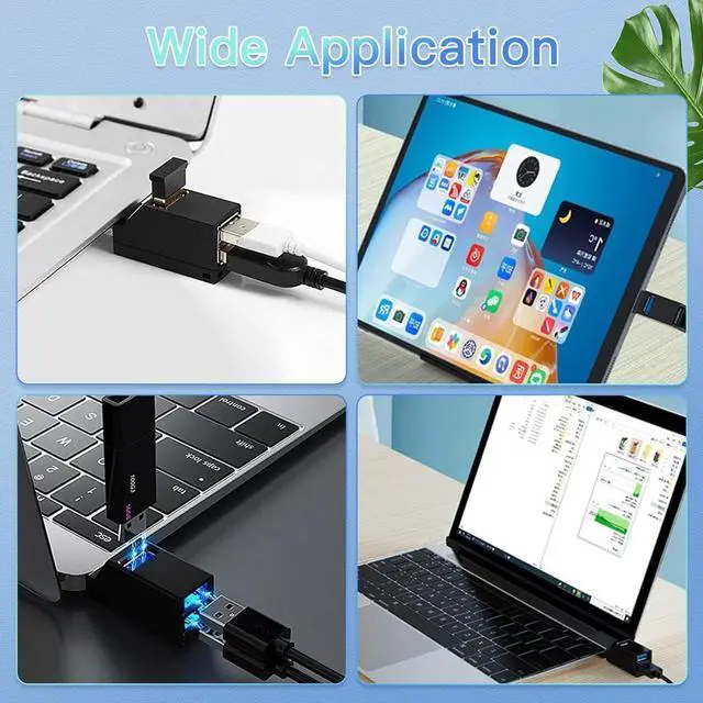 Alt view image 6 of 6 - USB Hub,3 Port High USB 3.0 Speed Splitter Plug and Play Bus Powered for MacBook, Mac Pro/Mini,iMac, Surface Pro,XPS,Notebook PC,USB Flash Drives,Mobile HDD, and More (BLACK1)