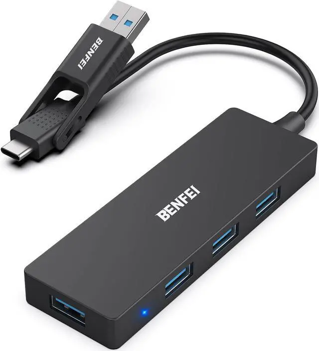 Main image of BENFEI USB 3.0 Hub, 4 Ports USB Splitter Ultra-Slim USB Expander for Mouse, Keyboard, Flash Drive, U Disk, Printer Compatible with Laptop, Desktop PC, Xbox, PS5, and More
