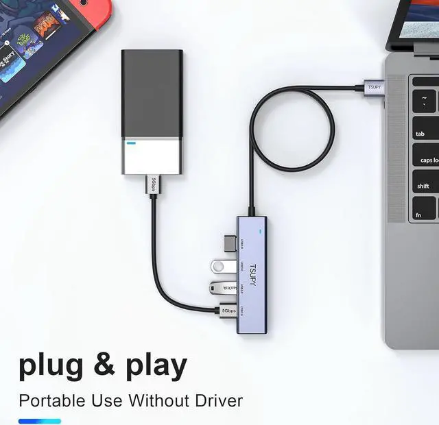 Alt view image 5 of 6 - USB 3.0 HUB, TSUPY USB Splitter with 5 USB Ports and 4ft Extended Cable,Ultra-Slim Aluminium Data Hub Multi USB 3.0 Adapter HUB for Laptop,MacBook,PC, Printer, Mobile HDD and More