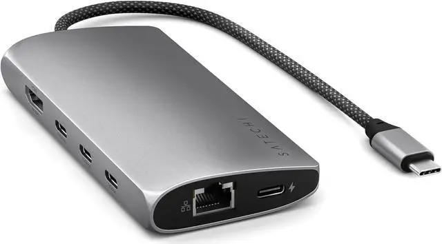 Main image of Satechi USB C Hub Multiport Adapter V3, 8 in 1 USB C Dongle with 8K HDMI, 85W USB C PD Charging, 4 USB C Data Ports, Ethernet, SD Card Reader for Mac, Windows - Space Gray