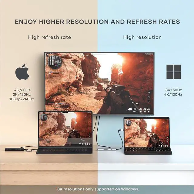 Alt view image 6 of 7 - Satechi USB C Hub Multiport Adapter V3, 8 in 1 USB C Dongle with 8K HDMI, 85W USB C PD Charging, 4 USB C Data Ports, Ethernet, SD Card Reader for Mac, Windows - Space Gray