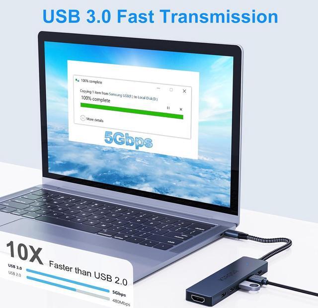 Alt view image 5 of 7 - USB C Hub Multiport Adapter for MacBook Pro Air: KIROSA 9 in 1 USB C to 4K HDMI Hub Dongle with 100W PD USB3.0 - Portable USBC Hub Compatible with Laptops and Other Type C Devices