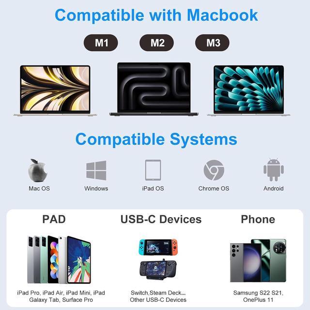 Alt view image 6 of 7 - USB C Hub Multiport Adapter for MacBook Pro Air: KIROSA 9 in 1 USB C to 4K HDMI Hub Dongle with 100W PD USB3.0 - Portable USBC Hub Compatible with Laptops and Other Type C Devices