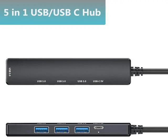 Alt view image 2 of 6 - USB 3.0 Hub with USB C Data Port, 2 in 1 USB Hub 5 Ports, Portable USB Splitter for Laptop, USB C Extender for MacBook Pro, iMac, Surface Pro, Dell XPS, PS5, PC, Mobile HDD, and More