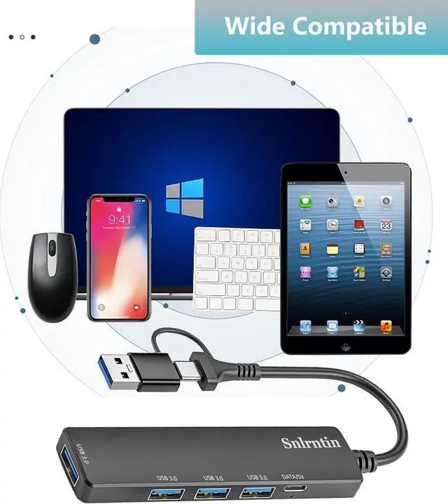 Alt view image 6 of 6 - USB 3.0 Hub with USB C Data Port, 2 in 1 USB Hub 5 Ports, Portable USB Splitter for Laptop, USB C Extender for MacBook Pro, iMac, Surface Pro, Dell XPS, PS5, PC, Mobile HDD, and More