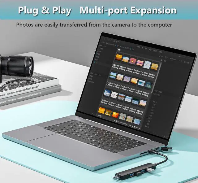 Alt view image 5 of 6 - USB 3.0 Hub with USB C Data Port, 2 in 1 USB Hub 5 Ports, Portable USB Splitter for Laptop, USB C Extender for MacBook Pro, iMac, Surface Pro, Dell XPS, PS5, PC, Mobile HDD, and More