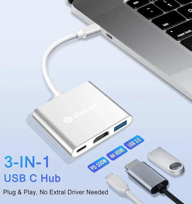 Alt view image 7 of 7 - USB C to HDMI Multiport Adapter, USB C Hub, USB C to USB Adapter with 4K HDMI+ USB 3.0 5Gbps + 100W Power Delivery, USB C Dongle for iPhone 15, Samsung, MacBook, iPad pro,Chromebook, Dell, More