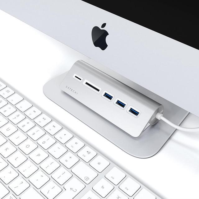 Alt view image 6 of 6 - Satechi USB-C Combo Hub for Desktop - USB-A 3.0 Data Ports & Micro/SD Card Readers - Compatible with Apple Studio Display, 2021 iMac M1, 2019/2017 iMac, 2020 MacBook Pro/Air M1(Silver)