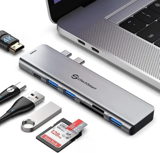 Main image of USB C Hub Adapter MacBook - UtechSmart 7 in 2 MacBook Pro/Air Accessories Multiport Adapter with Thunderbolt 3 Port, 100W PD 4K@30Hz, 40Gbps 4K HDMI, 3*USB3.0 Data Port SD and MicroSD Card Reader