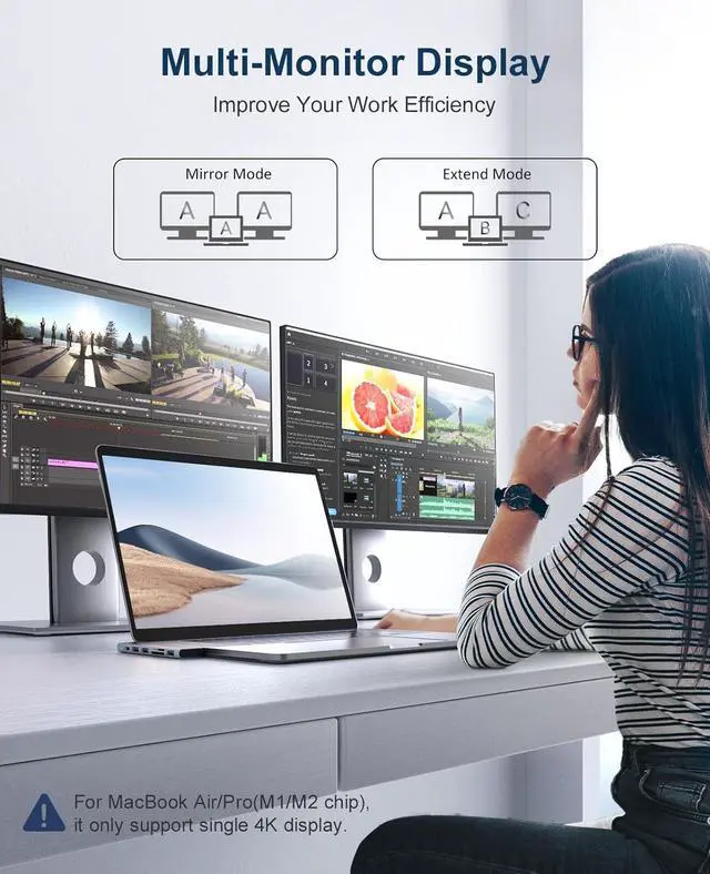 Alt view image 6 of 7 - USB C Hub Adapter MacBook - UtechSmart 7 in 2 MacBook Pro/Air Accessories Multiport Adapter with Thunderbolt 3 Port, 100W PD 4K@30Hz, 40Gbps 4K HDMI, 3*USB3.0 Data Port SD and MicroSD Card Reader