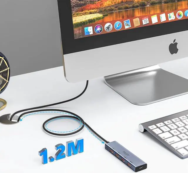 Alt view image 4 of 6 - USB Hub 3.2, TSUPY USB Splitter 10Gbps 4 USB 3.2 Ports with 4ft Extension Cable,Ultra-Slim Aluminium USB 3.2 Gen 2 HUB Fast Data Transfer USB Port Extender for MacBook,Chromebook,Mobile HDD,Laptops