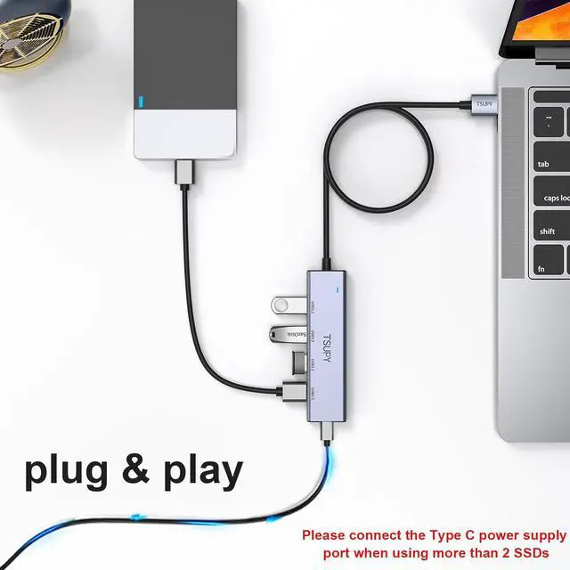 Alt view image 5 of 6 - USB Hub 3.2, TSUPY USB Splitter 10Gbps 4 USB 3.2 Ports with 4ft Extension Cable,Ultra-Slim Aluminium USB 3.2 Gen 2 HUB Fast Data Transfer USB Port Extender for MacBook,Chromebook,Mobile HDD,Laptops