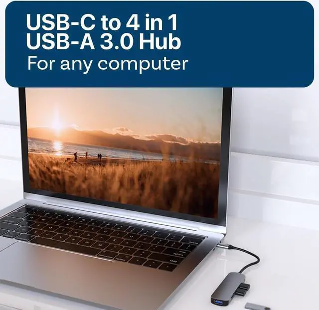 Alt view image 7 of 7 - MMOBIEL USB-C to 4X USB-A Adapter Port Hub - 4-in-1 USB Hub Splitter - USB Hub 3.0-5Gbps - USB Splitter Compatible with MacBook, iPad Air/Pro, Dell, Samsung - USB Data Hub - USB Divider - Aluminum