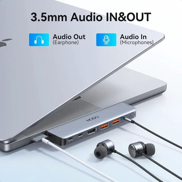 Alt view image 7 of 7 - USB C Adapter for MacBook Pro Air M3 M2 M1, USB C Hub Mac Adapter 7 in 2 MacBook Accessories with 4K HDMI, Thunderbolt 4 3, Data Transfer 10G USB 3.1 5G USB-C 480Mbps USB 2.0, 3.5mm Audio Mac Dongle