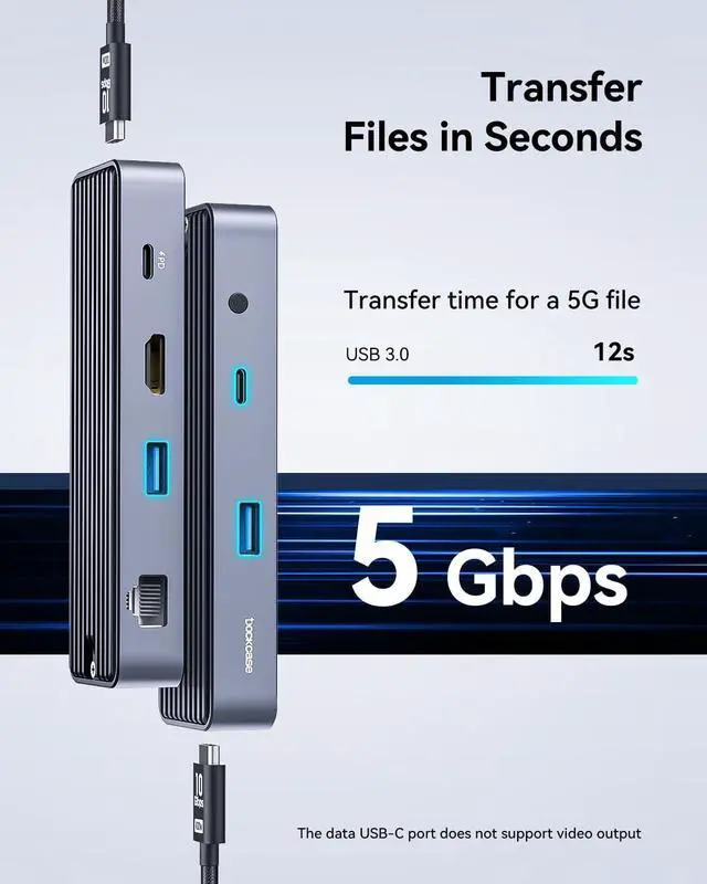 Alt view image 7 of 7 - DOCKCASE Visual Smart USB C Hub (6-in-1) with HDMI Port 4K@60Hz, Gigabit Ethernet, USB-C and 2 USB-A 5Gbps Data Ports, 100w PD Power Delivery, for MacBook Air, MacBook Pro, XPS, and More