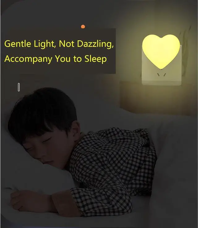 Alt view image 3 of 7 - Cute Night Lights, Heart Shape Nursery Nightlight with Light Sensors, Auto Dusk to Dawn Sensor, Soft Warm White, Ideal Nightlight for Bedroom, Bathroom, Hallway, Kitchen (Pink)