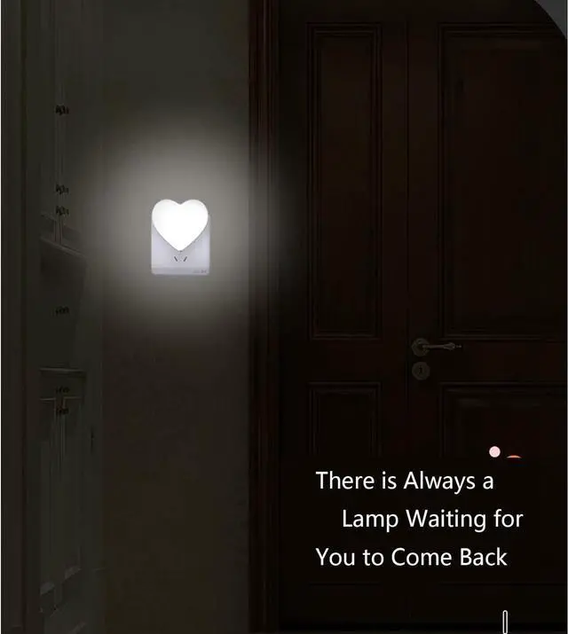Alt view image 4 of 7 - Cute Night Lights, Heart Shape Nursery Nightlight with Light Sensors, Auto Dusk to Dawn Sensor, Soft Warm White, Ideal Nightlight for Bedroom, Bathroom, Hallway, Kitchen (Pink)