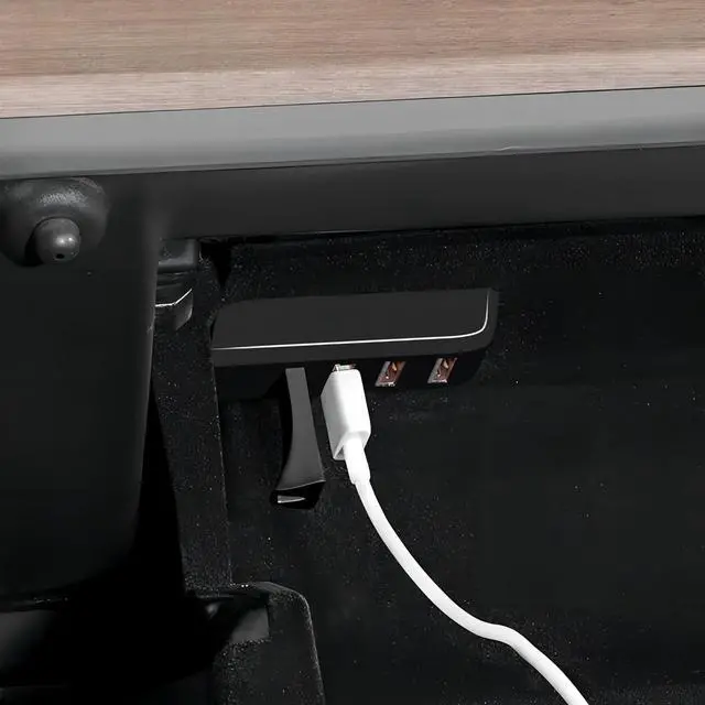 Alt view image 7 of 7 - Glove Box USB Hub for Tesla Model Y 2021-2024 Model 3 2021-2023, 4-in-1 Glovebox Docking Station Accessories for Dash Cam Flash Drive Charger Data Transfer Game Music(Not fit 2024 Model 3)