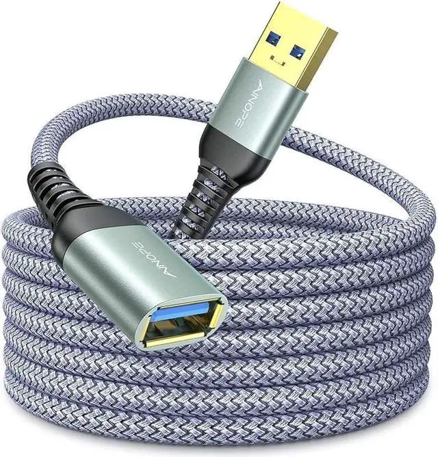 Main image of AINOPE USB Extension Cable,USB Extender,USB 3.0 Extension Cable, Male to Female Cord High Data Transfer Compatible with Webcam,USB Keyboard,Flash Drive,Hard Drive,Printer,10FT,Grey