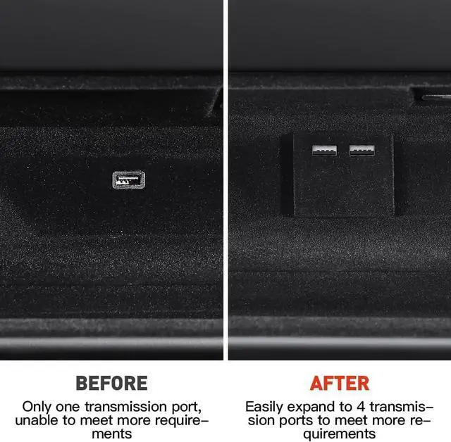 Alt view image 6 of 7 - Glove Box USB Hub for Tesla 2024 Model 3 Highland, YONZEE 4-in-1 ABS Flocking Multi Ports Glovebox USB Flash Drive Docking Station for Charging Data Transmission (Not Fit 2017-2023 Model 3)
