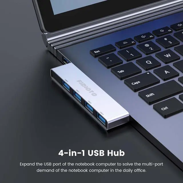 Alt view image 2 of 7 - Small USB Hub, Fidioto 4 Port USB Adapter(1 * 3.0 Hub, 3 * 2.0 Hub), Multi USB Port Expander for Laptop, iMac Pro, MacBook Air, Mac Mini/Pro, Notebook PC, USB Flash Drives and Mobile HDD Etc.