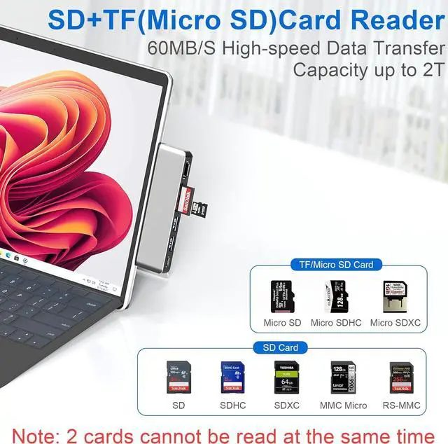 Alt view image 6 of 7 - Surface Pro 9/10/11/X USB Hub Docking Station Surface pro 9 Accessories with 4K HDMI USB-C Thunerbolt 4 (Display+Data+100W Charging) 2 USB 3.0 SD/TF USB C Hub for Surface Pro 9/Pro10/Pro11/ProX