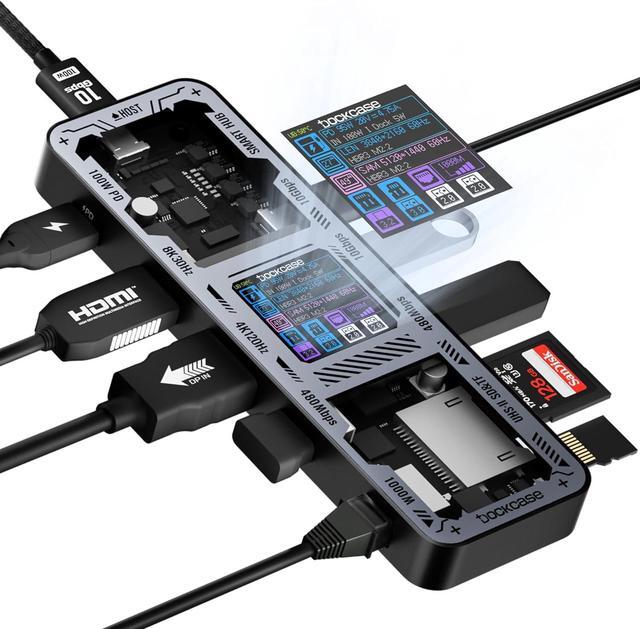 Main image of DOCKCASE Explorer Edition USB C Hub (10-in-1) with 4K@60Hz HDMI & DP, Gigabit Ethernet,1 USB-C and 3 USB-A Ports,100W Power Delivery, UHS-II TF/SD Card Slot for MacBook Air/Pro,XPS,and More