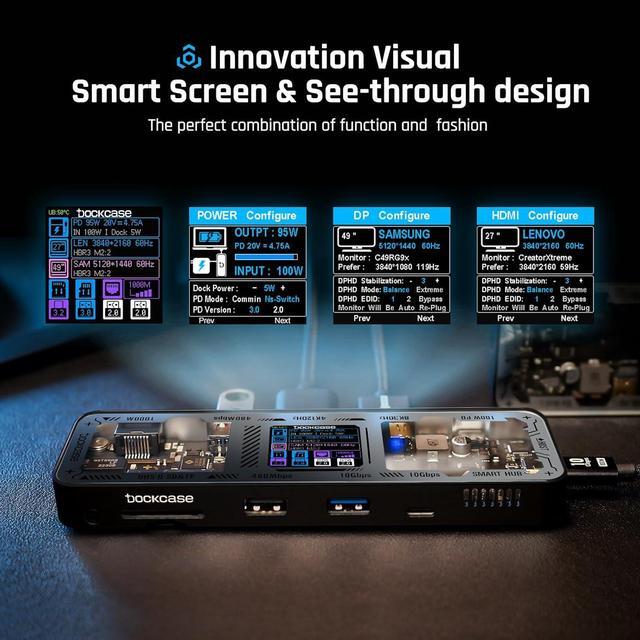Alt view image 2 of 7 - DOCKCASE Explorer Edition USB C Hub (10-in-1) with 4K@60Hz HDMI & DP, Gigabit Ethernet,1 USB-C and 3 USB-A Ports,100W Power Delivery, UHS-II TF/SD Card Slot for MacBook Air/Pro,XPS,and More
