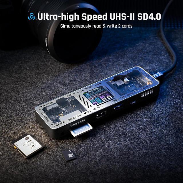 Alt view image 4 of 7 - DOCKCASE Explorer Edition USB C Hub (10-in-1) with 4K@60Hz HDMI & DP, Gigabit Ethernet,1 USB-C and 3 USB-A Ports,100W Power Delivery, UHS-II TF/SD Card Slot for MacBook Air/Pro,XPS,and More