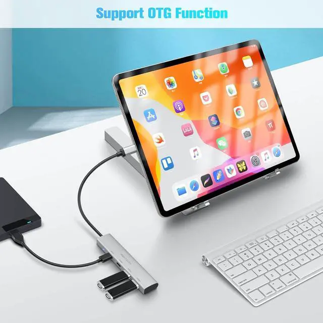 Alt view image 4 of 6 - RSHTECH 4 Ports USB C 3.1/3.2 Gen 2 Hub 10Gbps with 2 USB-C and 2 USB-A Data Ports, Portable Aluminum USB Splitter for Laptop, MacBook Pro, and More Type C Devices, Gray, RSH-RX05