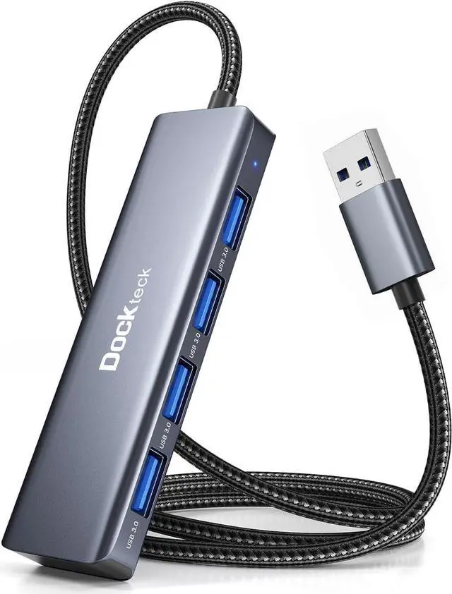 Main image of USB Hub, Dockteck 4-Port USB 3.0 Splitter, Aluminum 2ft USB Extender Compatible with MacBook,XPS, Surface Pro,Mac Mini/Pro, iMac, Mouse, Keyboard, Flash Drive, HDD,Camera, and More