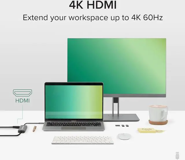 Alt view image 3 of 7 - 7-in-1 USB C Hub Multiport Adapter with Ethernet Driverless Compatibility with Mac Windows iPhone 15 Chromebook USB4 Thunderbolt 100W Charging Ethernet 4K60Hz HDMI 2X USB SD/microSD