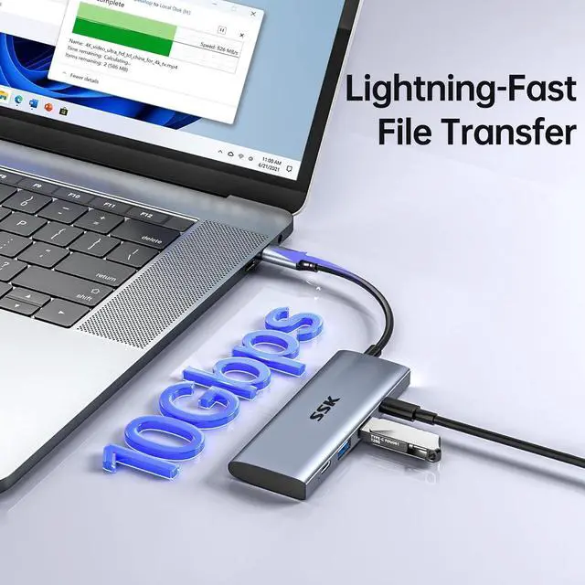 Alt view image 3 of 7 - SSK USB C 10Gbps Hub, 4-in-1 USB Type C Multiport Adapter with 100W PD Charging, 2 USB C, 2 USB A 3.1/3.2 Gen2 10Gbps Ports,USB C hub for iMac/MacBook/Pro/Air/Surface Pro