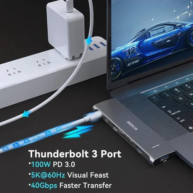 Alt view image 3 of 6 - USB C Adapter for MacBook Pro 2022 2021 2020, MacBook Pro USB Adapter, 7 in 2 MacBook Pro Accessories for MacBook Pro/Air M1M2M3, Mac Dongle with 4K HDMI, 2 USB 3.0, TF/SD, USB-C 100W and Thunderbolt3